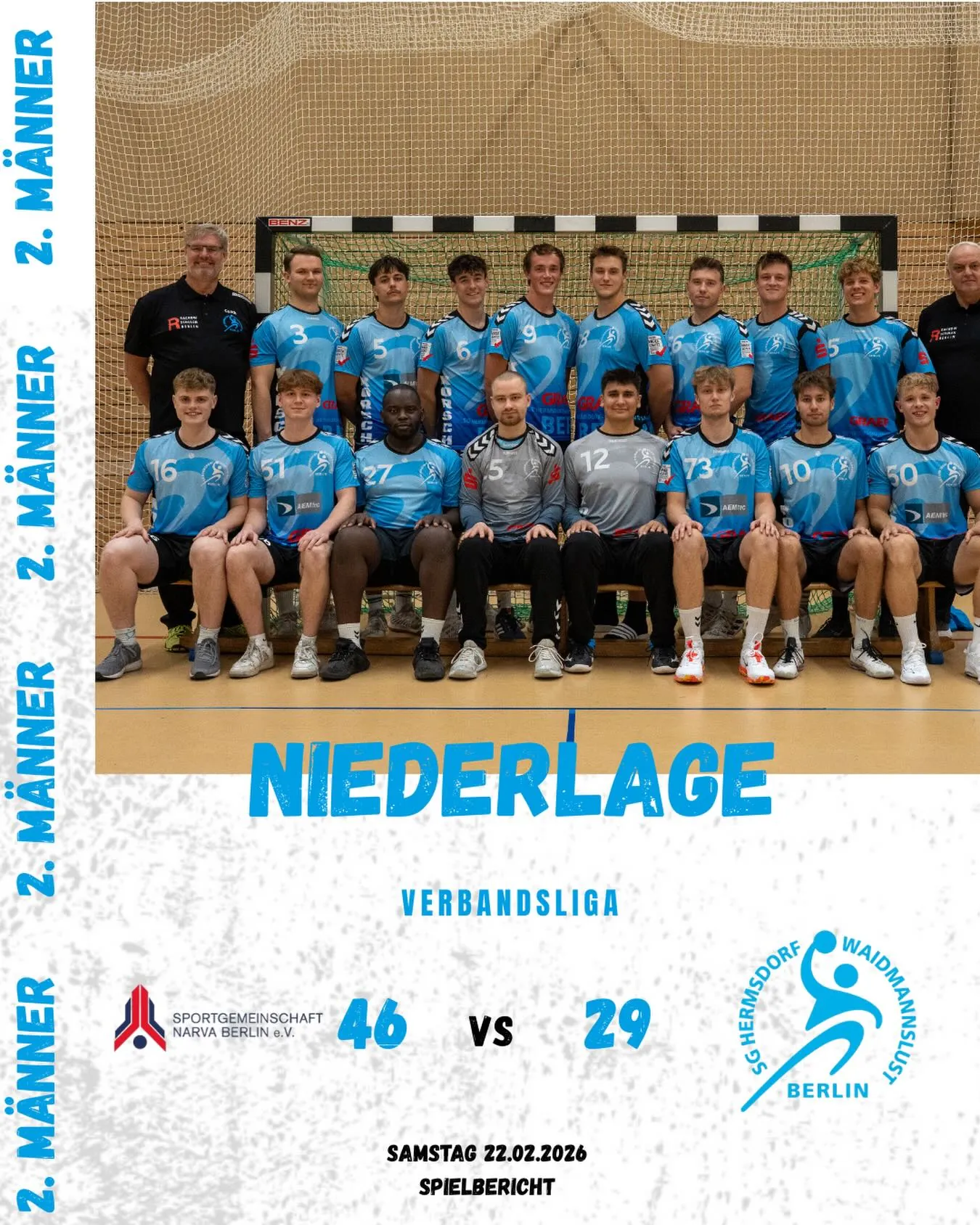 Foto 1 zum Beitrag Verbandsliga 22.02.2026 -  SG Narva II gegen SG Hermsdorf/ Waidmannslust II