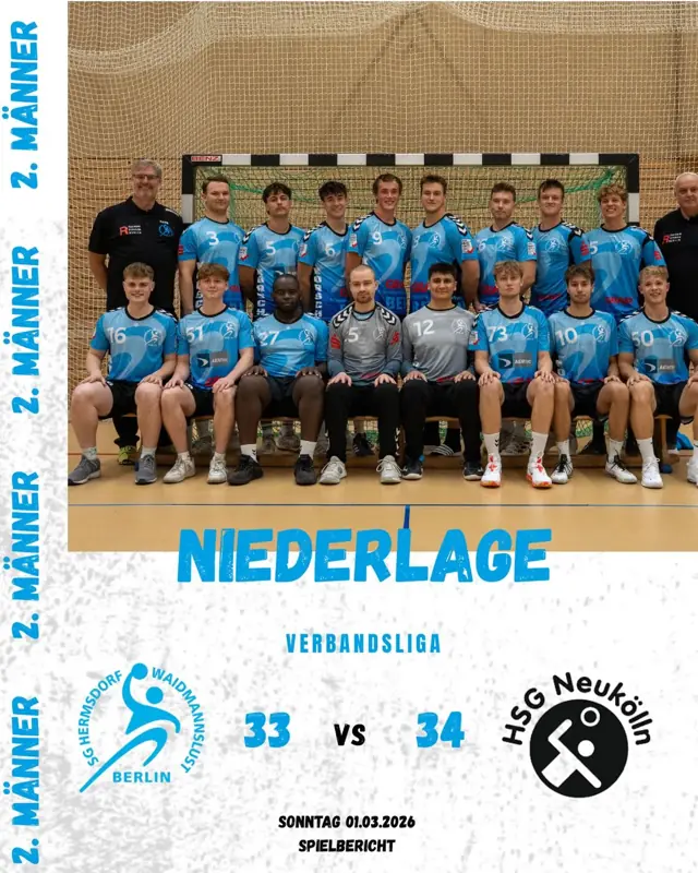 Vorschaubild: Verbandsliga 01.03.2026 - SG Hermsdorf/ Waidmannslust II gegen HSG Neukölln