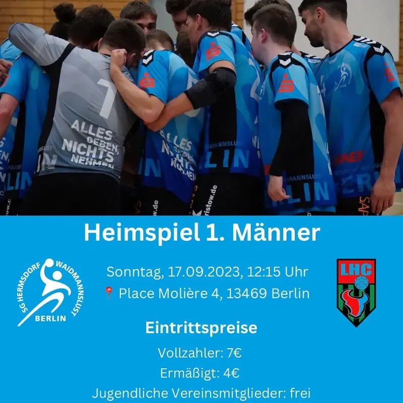 Vorschaubild: Am Sonntag den 17.09.2023 um 12:15 Uhr findet das erste Heimspiel der 1. Männer gegen @lhc.cottbus s