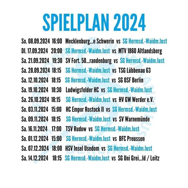 Vorschaubild: Der Spielplan 2024 für die Saison 24/25 steht fest 💪